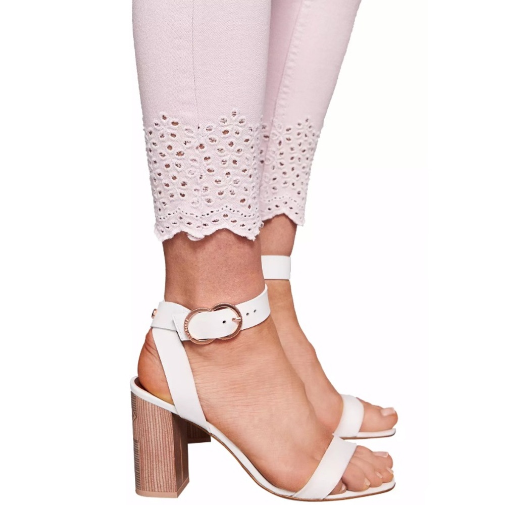 Ted Baker London Massiee Pastel Pink Eyelet Embroidered Skinny Jeans - Picture 4 of 16